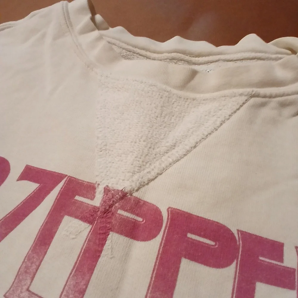 Led Zeppelin 1977 Star Struck Sweatshirt Medium Beige Pink Music